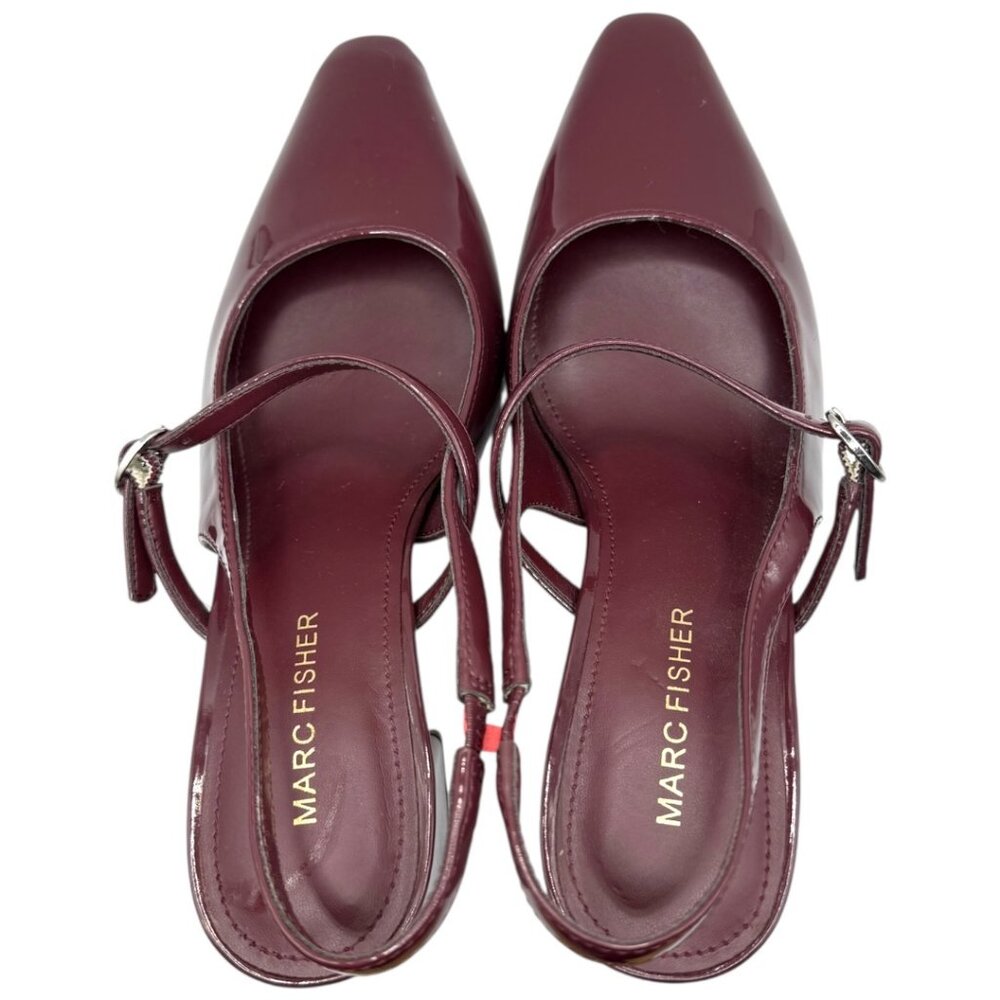 Marc Fisher Dark Red Patent Leather Lanai Slingback Pump 6.5M - Picture 4 of 7